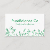 Eenvoudig Eco vriendelijk Levendig Groen Wit Bloem Visitekaartje (Voorkant)