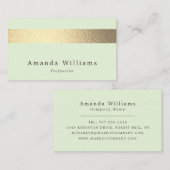 Eenvoudig een chic Gold Foil Stripe op Mint Green Visitekaartje (Voorkant / Achterkant)