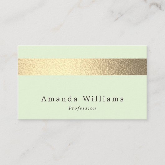 Eenvoudig een chic Gold Foil Stripe op Mint Green Visitekaartje (Voorkant)