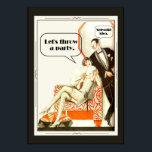 Eenvoudig een Fabulous  Art Deco Party uit de jare Poster<br><div class="desc">Deze aanpassing van het poster is aangepast aan een wonderbaarlijk mooie retro-illustratie van Jacue LeClerc in de Roaring 20, en is voorzien van een damesflapper in twintig modes, die in een oranje stoel zit en een tomaan naast een man die een formele draag avondtuxedo of een roken jack draagt. De...</div>