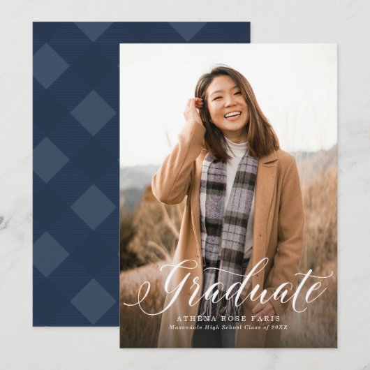 Eenvoudig één foto afstuderen aankondiging (Voorkant / Achterkant)