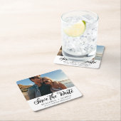 Eenvoudig één fotohuwelijk: sla de datum zwart op kartonnen onderzetters (Insitu)