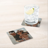 Eenvoudig één fotohuwelijk sparen de Datum Kartonnen Onderzetters (Insitu)