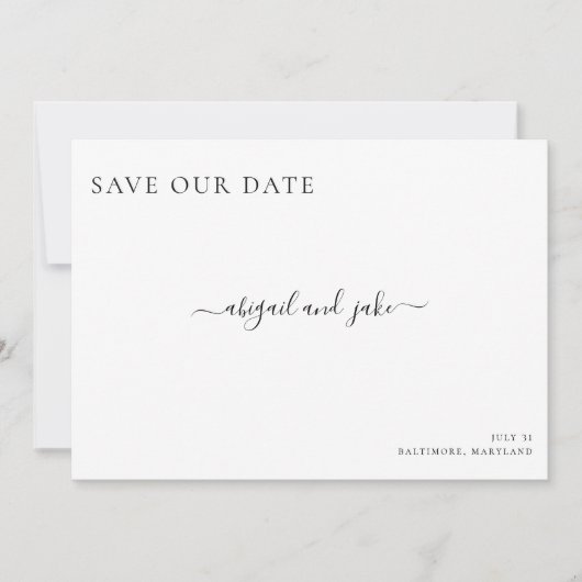 Eenvoudig een legante minimalistische bruiloft bes save the date (Voorkant)