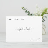 Eenvoudig een legante minimalistische bruiloft bes save the date (Staand voorkant)