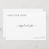 Eenvoudig een legante minimalistische bruiloft bes save the date (Voorkant / Achterkant)