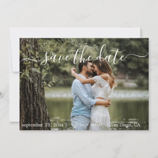 Eenvoudig Één Manuscript van de Foto Modern Save The Date (Voorkant)