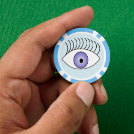 Eenvoudig één oog op blauw poker chips