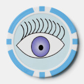 Eenvoudig één oog op blauw poker chips (Voorkant)