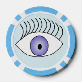 Eenvoudig één oog op blauw poker chips (Achterkant)