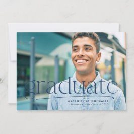 Eenvoudig, eenfotoblauw afstuderen aankondiging