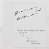 Eenvoudig eenvoudige uitnodiging voor bruiloft (Voorkant / Achterkant)