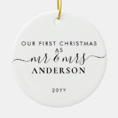 Eenvoudig Eerste Kerstfeest Gehuwd met Mr. en Mrs. Keramisch Ornament (Voorkant)