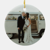 Eenvoudig Eerste Kerstfeest Gehuwd met Mr. en Mrs. Keramisch Ornament (Achterkant)