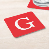 Eenvoudig Eerste Letter Monogram Rood Wit Kartonnen Onderzetters (Schuin)