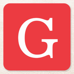 Eenvoudig Eerste Letter Monogram Rood Wit Kartonnen Onderzetters