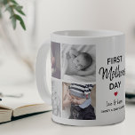 Eenvoudig eerste Moederdag Afbeelding | mama Koffiemok<br><div class="desc">Creëer je eigen speciale cadeau van de eerste Moederdag met deze leuke mok afbeelding collage koffie. Met 8 vierkante foto's en de tekst 'Eerste Moederdag' staat het woord Moeder in het moderne schrift, een schattig klein rood hart dat kan worden veranderd in elke kleur, liefde en kussen en naam/namen. Alle...</div>