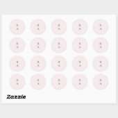Eenvoudig effen Bord Blush Solid Achtergrond Monog Ronde Sticker (Vel)