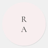 Eenvoudig effen Bord Blush Solid Achtergrond Monog Ronde Sticker (Voorkant)