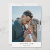 Eenvoudig effen wit met foto bruiloft bedankkaart (Voorkant)