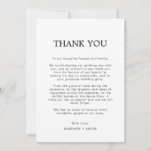 Eenvoudig effen wit met foto bruiloft bedankkaart (Achterkant)