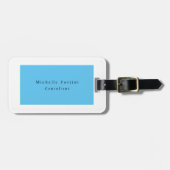 Eenvoudig eglegant minimalistisch modern blauw wit bagagelabel (Voorkant horizontaal)