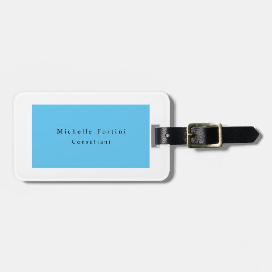Eenvoudig eglegant minimalistisch modern blauw wit bagagelabel (Voorkant horizontaal)