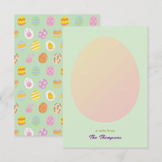 Eenvoudig Ei & Pasen Geschilderde Eieren Patroon G Bedankkaart (Voorkant / Achterkant)