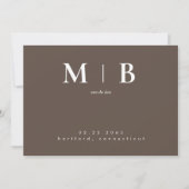 Eenvoudig eigentijdelijk Monogram bruin sparen de  Save The Date (Voorkant)