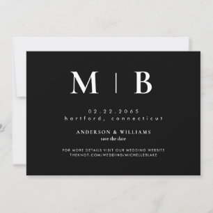 Eenvoudig eigentijdelijk zwart Monogram Save The Date