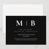 Eenvoudig eigentijdelijk zwart Monogram Save The Date (Voorkant / Achterkant)