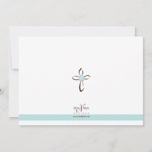 Eenvoudig eigentijds kruis met blauwe ventilator kaart (Achterkant)