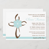 Eenvoudig eigentijds kruis met blauwe ventilator kaart (Voorkant / Achterkant)