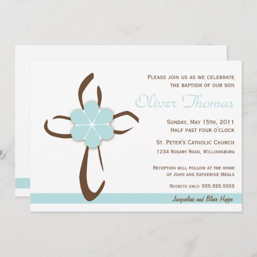 Eenvoudig eigentijds kruis met blauwe ventilator kaart (Voorkant / Achterkant)