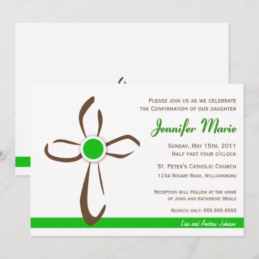 Eenvoudig eigentijds kruis met groen kaart (Voorkant / Achterkant)