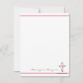 Eenvoudig eigentijds Kruis met roze aanflager Bedankkaart (Achterkant)