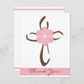 Eenvoudig eigentijds Kruis met roze aanflager Bedankkaart (Voorkant / Achterkant)