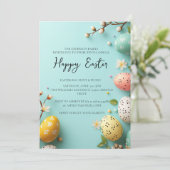 Eenvoudig einde Elegante bloemen en eieren Happy E Kaart (Staand voorkant)