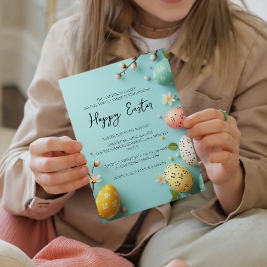 Eenvoudig einde Elegante bloemen en eieren Happy E Kaart