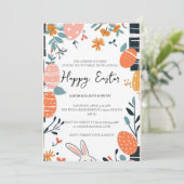 Eenvoudig einde Elegante eieren en bloemen Happy E Kaart (Staand voorkant)