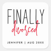 Eenvoudig Eindelijk Gescheiden Leuk Zwart Wit Breu Vierkante Sticker (Voorkant)