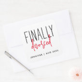 Eenvoudig Eindelijk Gescheiden Leuk Zwart Wit Breu Vierkante Sticker (Envelop)