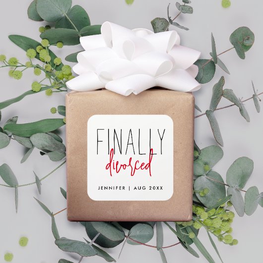 Eenvoudig Eindelijk Gescheiden Leuk Zwart Wit Breu Vierkante Sticker