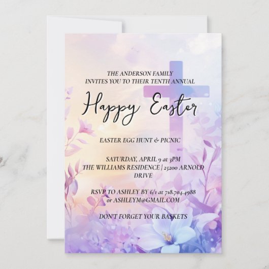 Eenvoudig eindkruis op achtergrond Happy Easter Kaart (Voorkant)