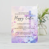 Eenvoudig eindkruis op achtergrond Happy Easter Kaart (Staand voorkant)