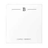 Eenvoudig Elegaant Monogram Zwart Wit Notitieblok (Voorkant)