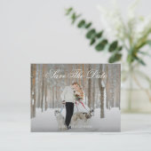 Eenvoudig Elegaant Script Monogram Foto Bewaar De Briefkaart (Staand voorkant)