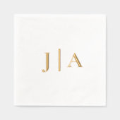 Eenvoudig Elegaant Trouwmonogram Folie Servetten (Voorkant)
