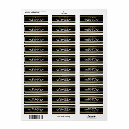 Eenvoudig Elegance Black en Gold Foil label (Full Sheet)