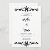 Eenvoudig Elegance Black en White Art Deco Wedding Kaart (Voorkant / Achterkant)